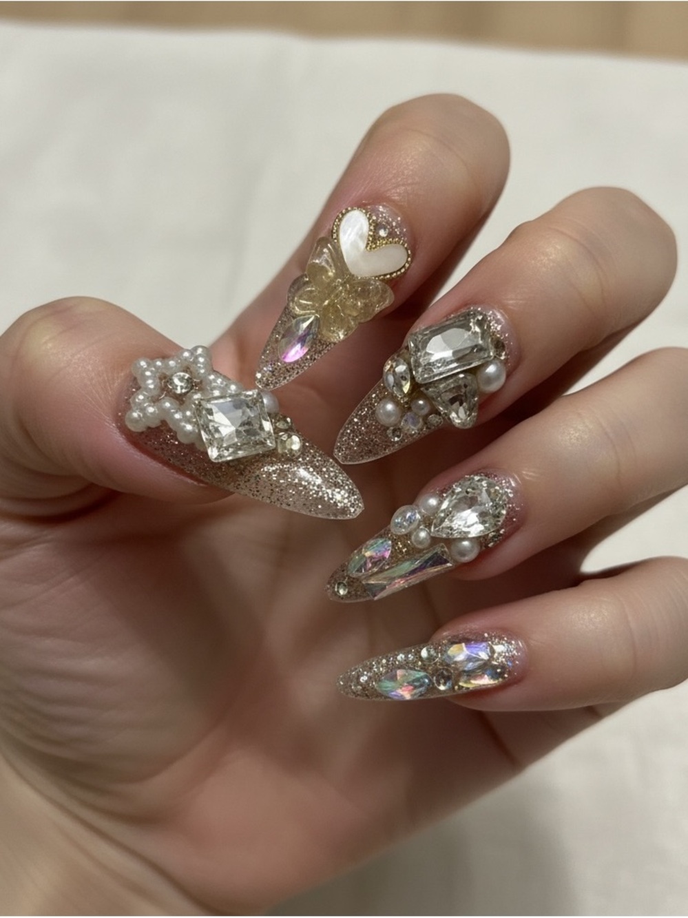 Glittering Silver Nail Art Set with Gem Accents - Picture 2 of 2
